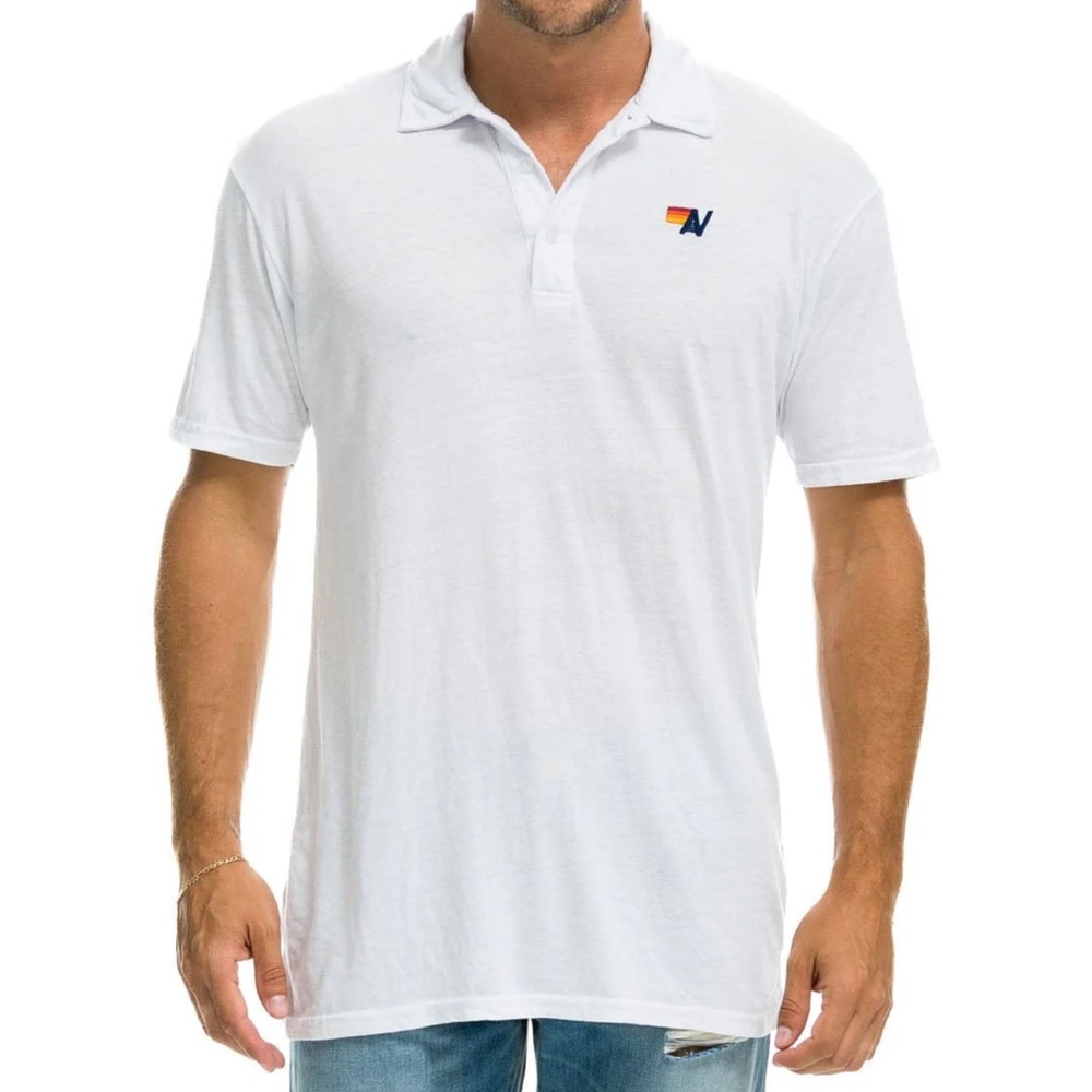 Aviator Nation White Polo Shirt with Logo